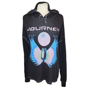 Vinyl Icons Journey Band Graphic Long Sleeve Hoodie Black Women's Size 3